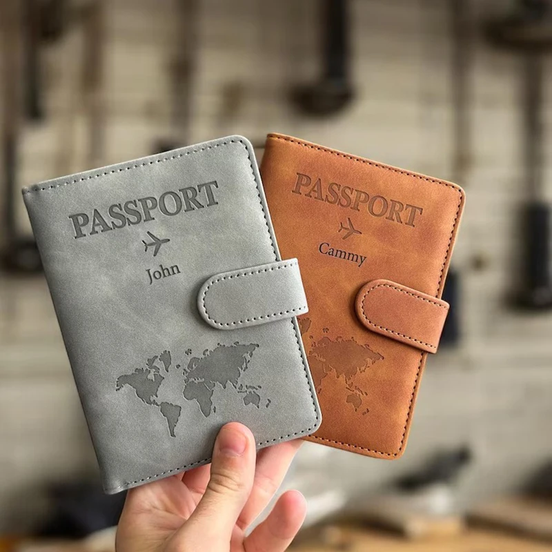 Fashion Women Men Passport Cover Travel Wallet Credit Id Card Holder Case for Passports can be Engraved Name