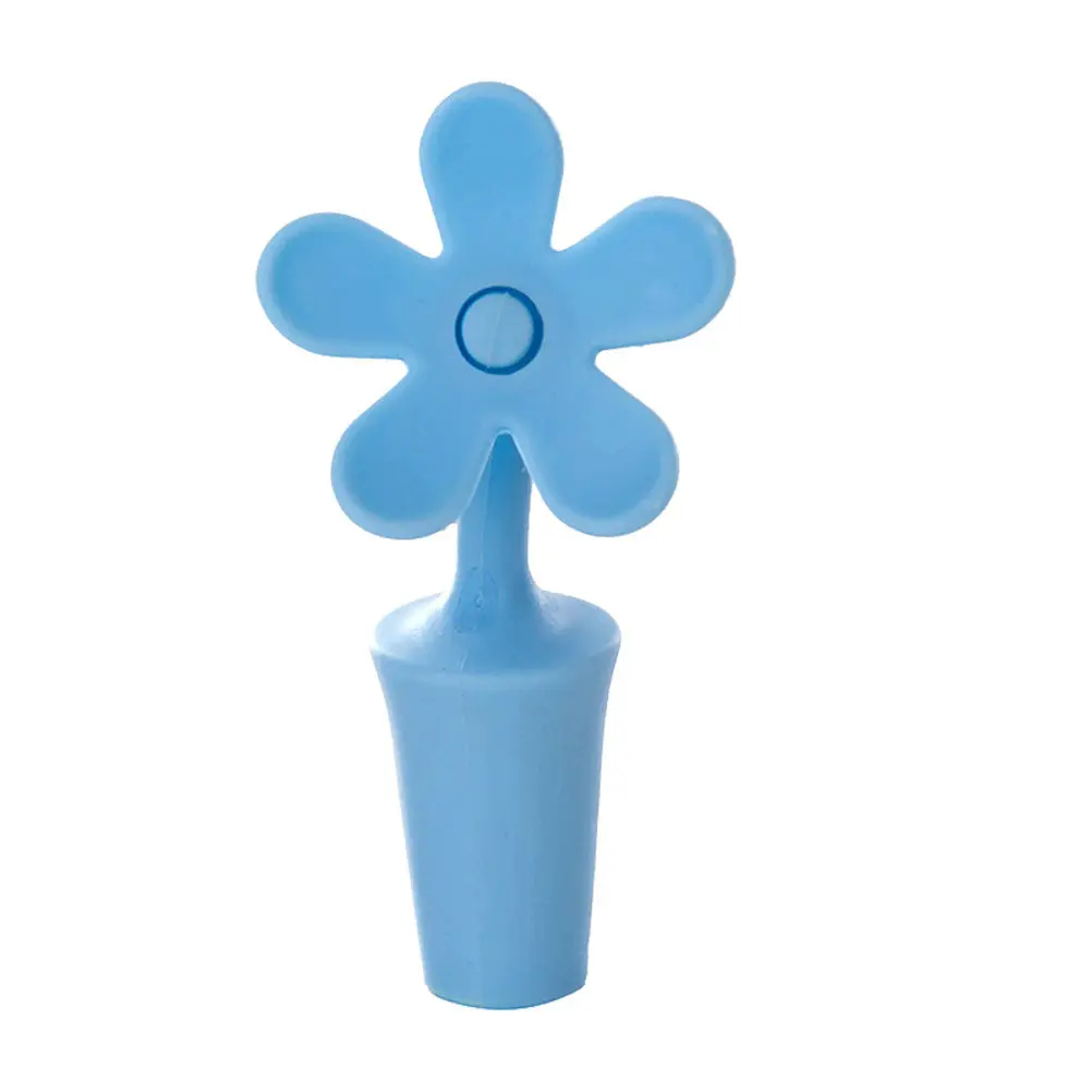 5Pcs Silicone Wine Bottle Stoppers Flower Shape Airtight Seal Beverage Closures Reusable Dishwasher Safe Bar