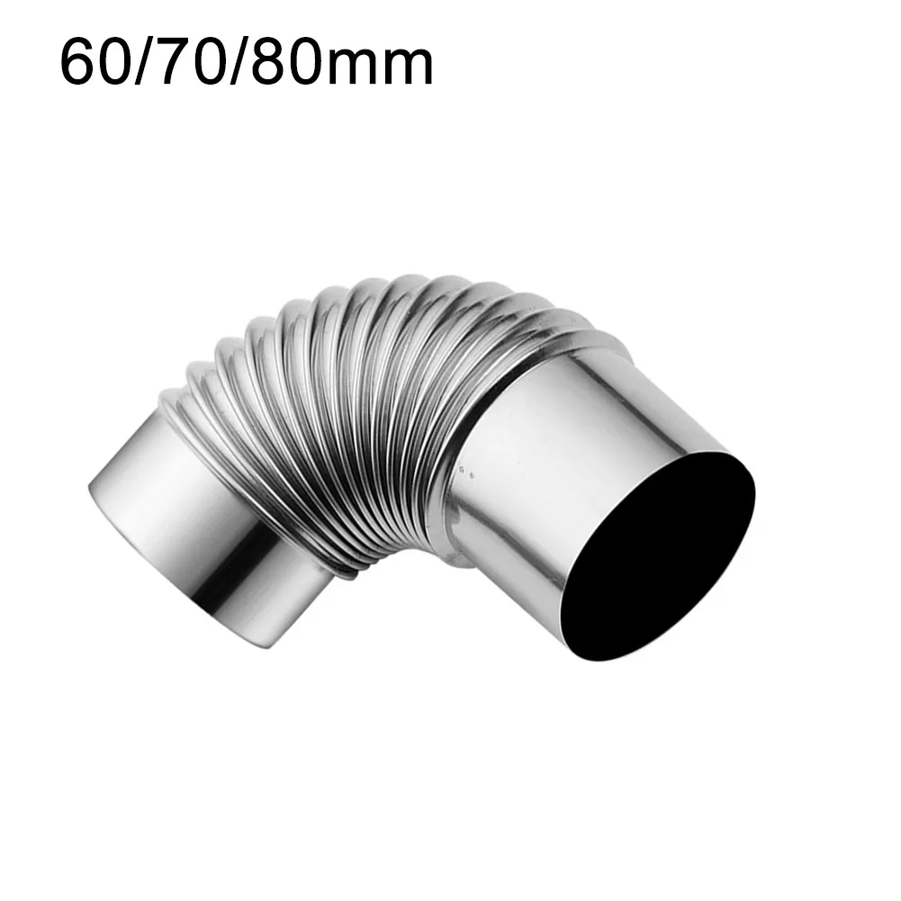 Kolanko kominowe 60/70/80 mm, zginane 90 °   Rura kominowa do kuchenek kempingowych Rura wydechowa z gazowym podgrzewaczem wody i kominem