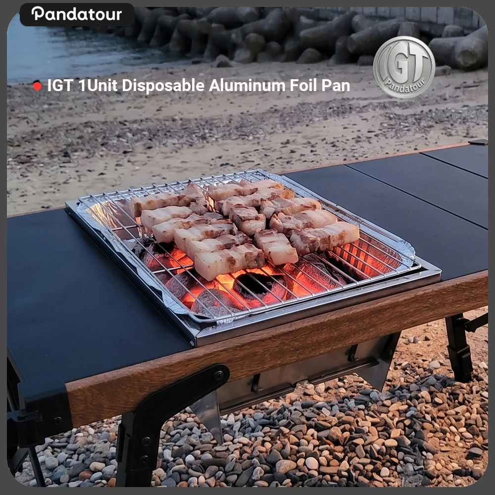 Pandatour Outdoor Camping High-Temperature Resistant Aluminum Foil Baking Pan No-Wash Magic Embossed Diamond Pattern Design