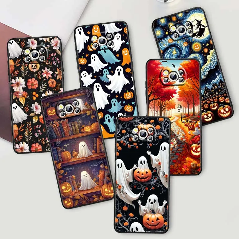 

Halloween Pattern Art For Xiaomi Mi Poco F3 F4 F5 F6 X3 X4 X5 X6 X7 M3 M4 M5s M5 M6 GT Pro 5G Black Cover Phone Case