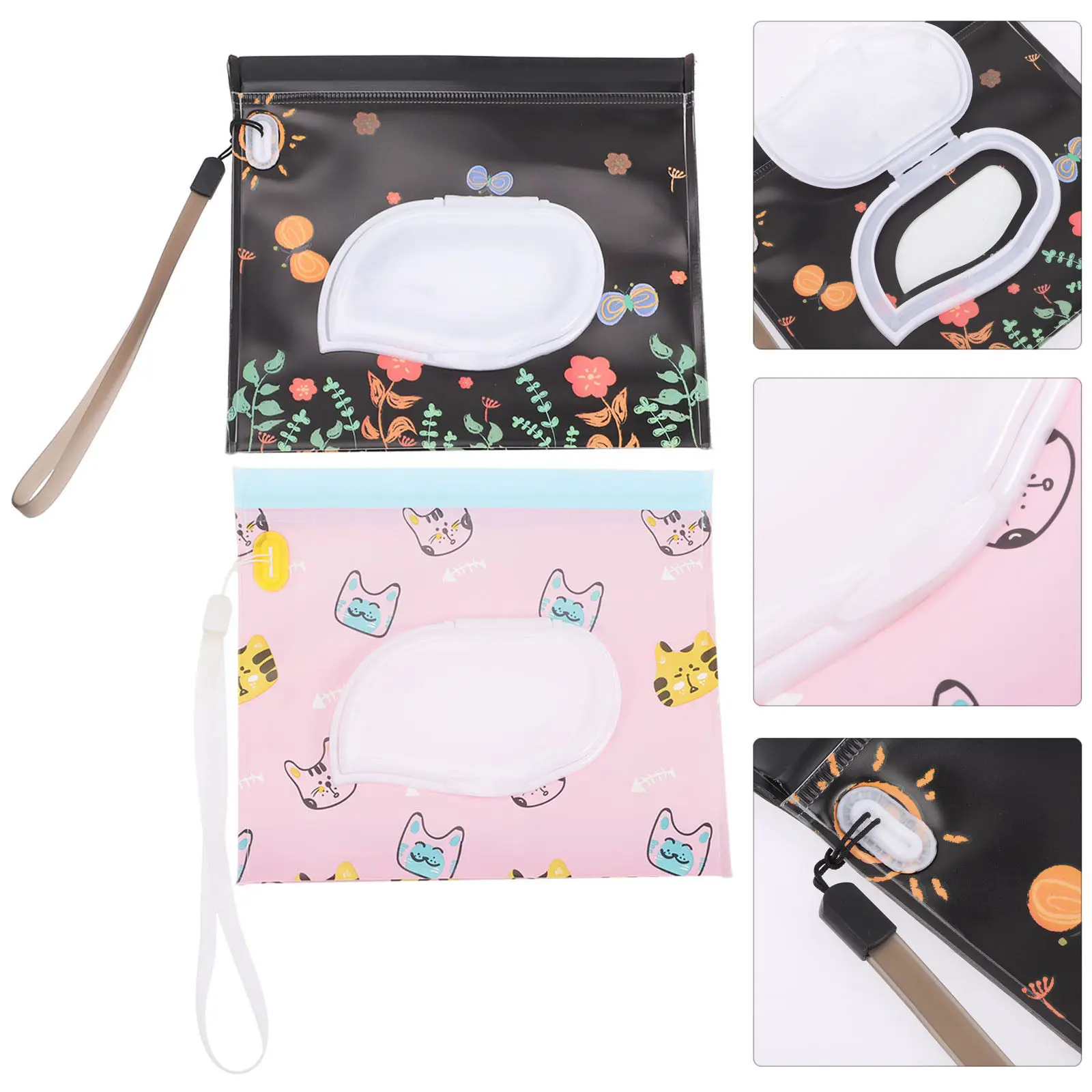 4 Pcs Portable Wipe Pouch Baby Travel Wipes Case Moist EVA Dispenser Holder Wet Storage Bag