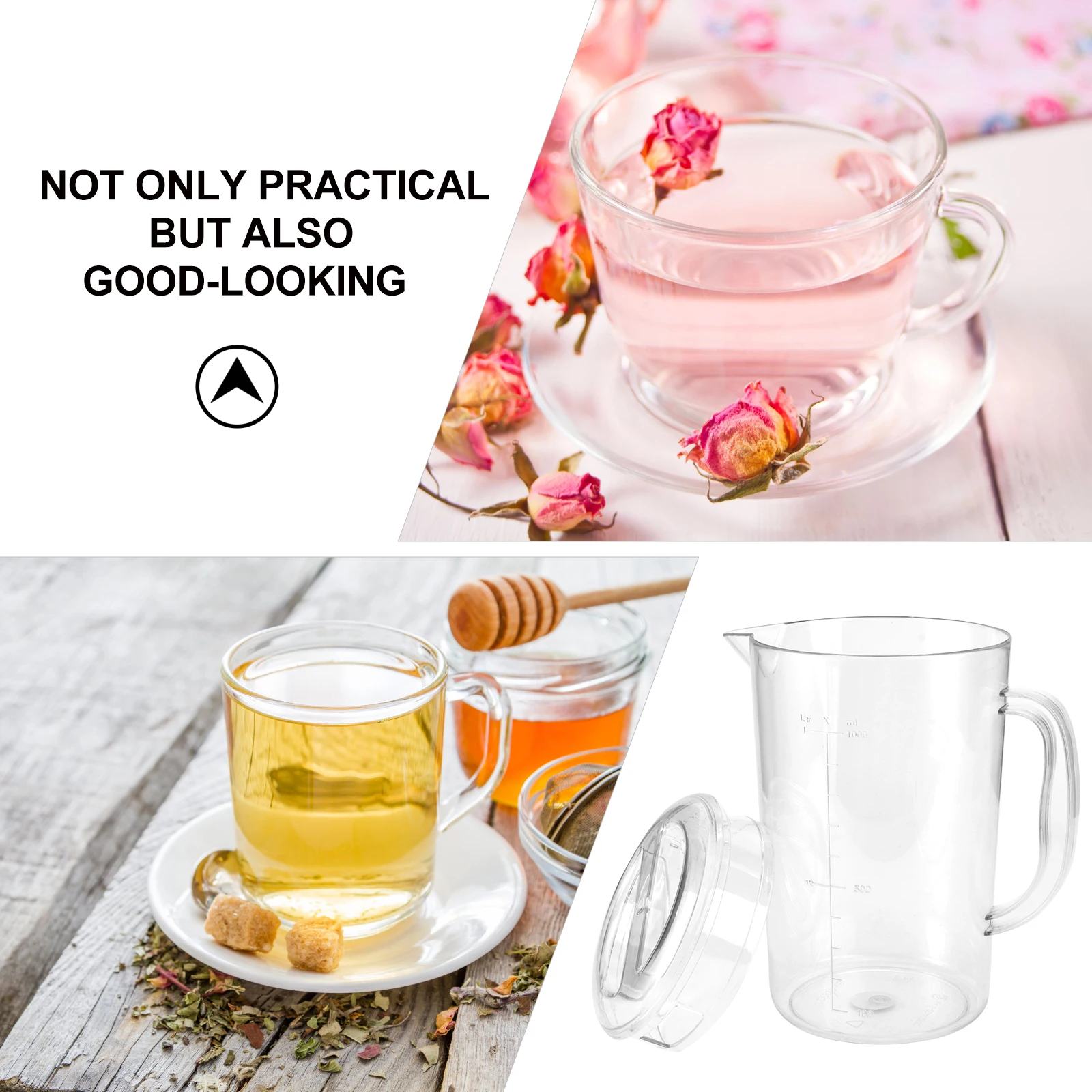 1L Plastic Water Pitcher With Lid Transparent Cold Resistant Beverage Container Juice Pot For Tea Milk Beer Serving Family