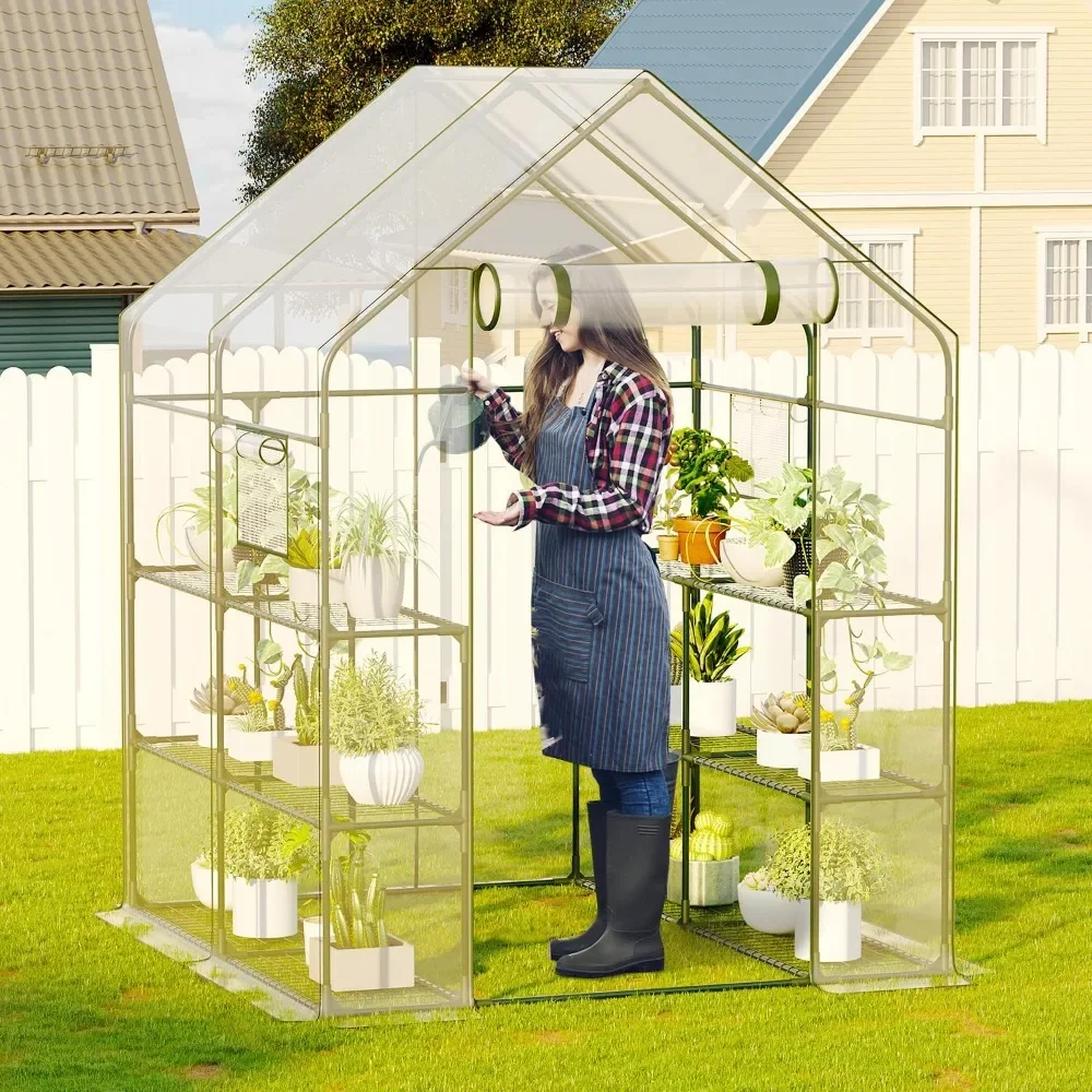 

Walk in Greenhouse, 56x56x77 Waterproof Green Houses for Outside, Portable Greenhouses for Outdoors with Roll-Up Zipper