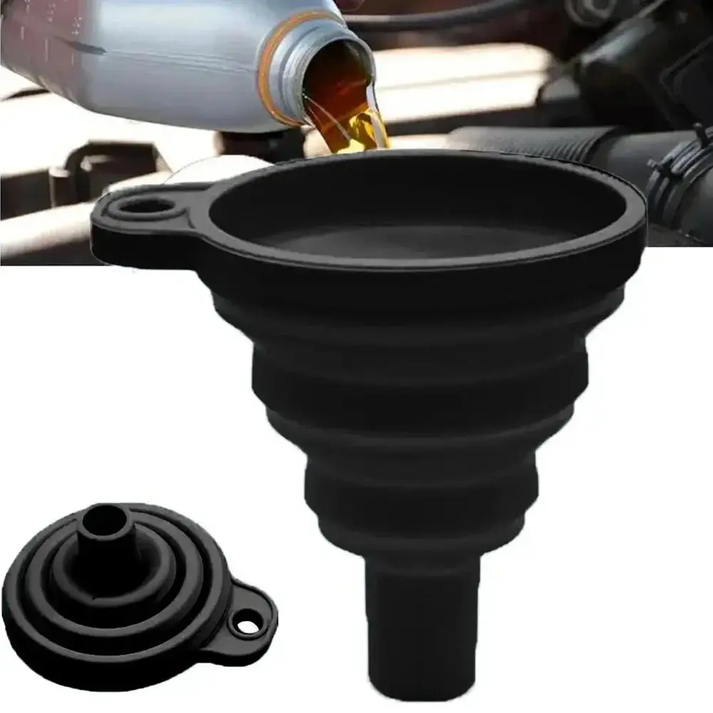 Foldable Silicone Car Funnel Silicone Separation Filter Portable Telescopic Auto Engine Oil Leak Petrol Refueling Funnel Tool