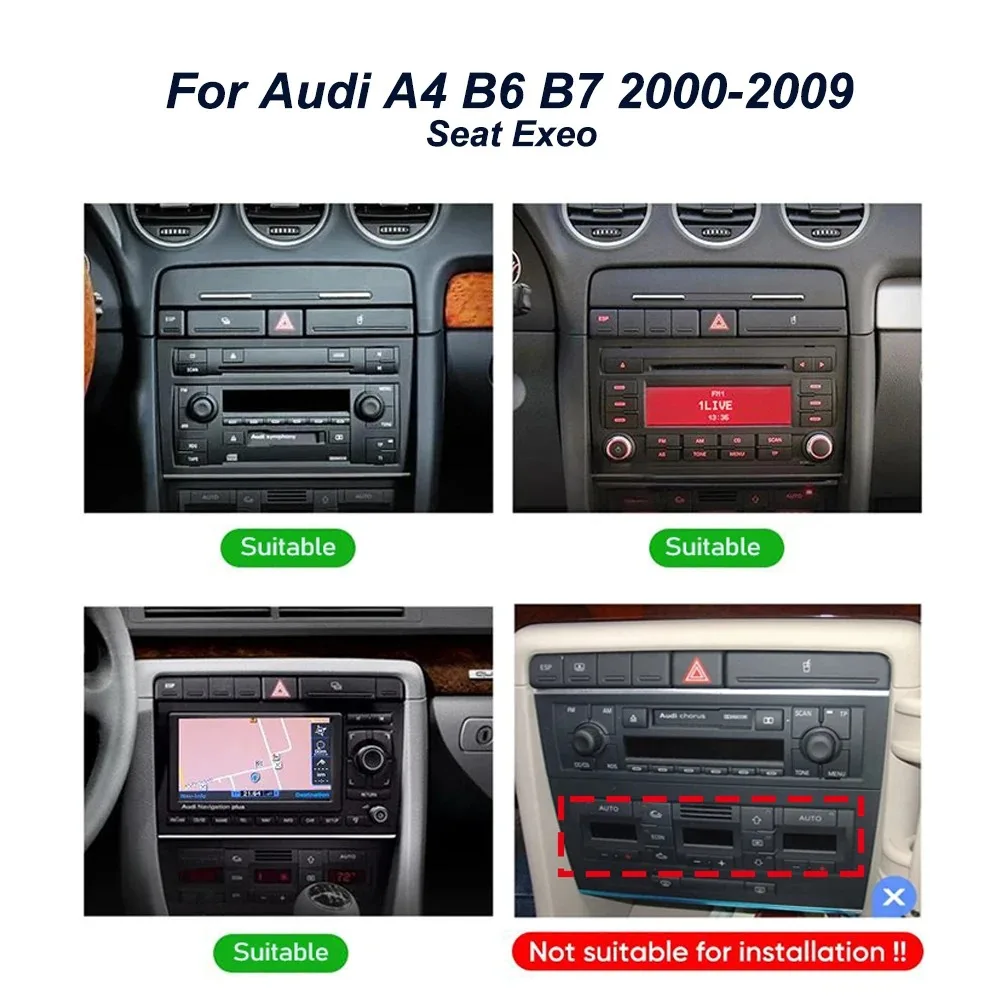Android For Audi A4 B8 B7 B6 S4 RS4 2000 - 2009 SEAT Exeo Carplay Car Radio Multimedia Autoradio Player GPS navigation Head Unit