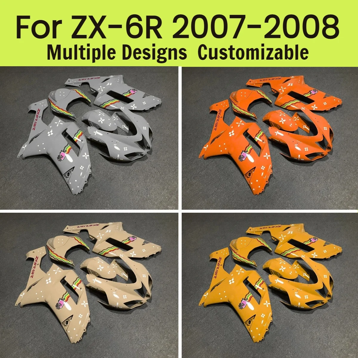

For Kawasaki ZX6R 2007 2008 Motorcycle Fairing Kit ZX-6R 07 08 Prime Customizable Cool Bodywork Fairings