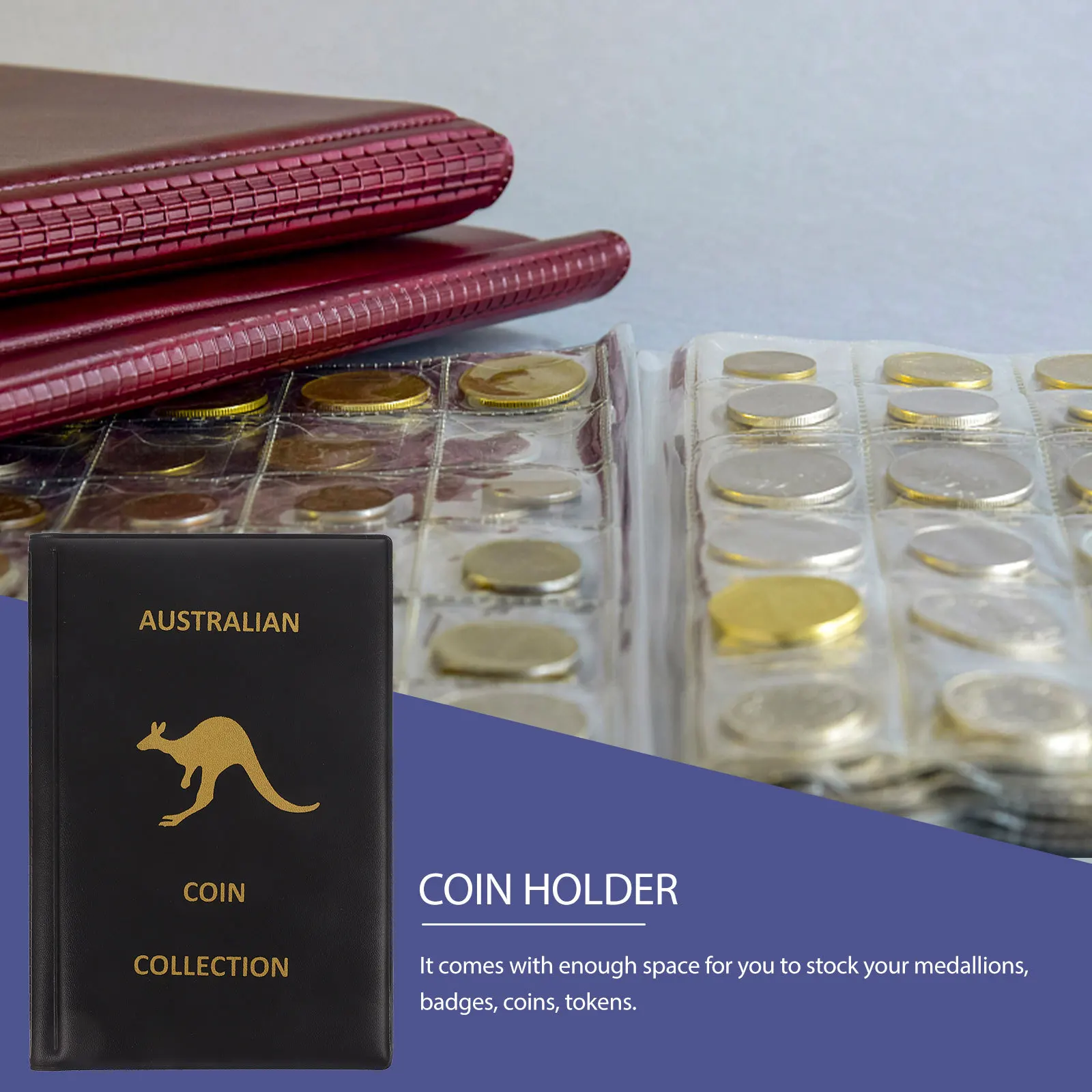 Premium Coin Collection Book Large Capacity Portable Coin Album for Coins Medallions Tokens Protective Transparent Dual-Sided