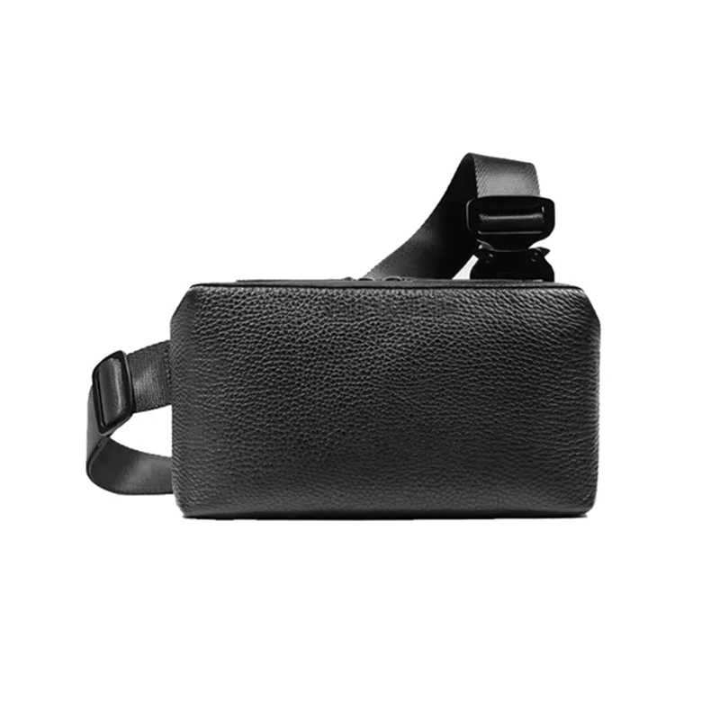 PEBBLED leather GRAMS 28 157 Essential Sling black leather Men Crossbody bag