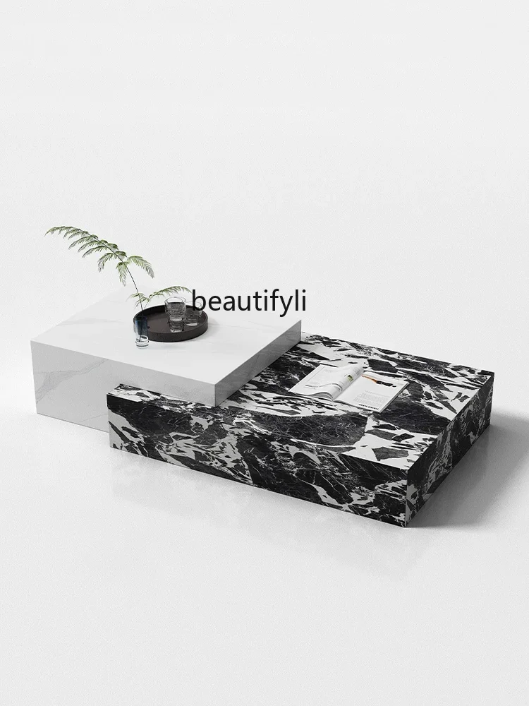 Marble coffee table living room small apartment light luxury Italian minimalist home designer, new high-end