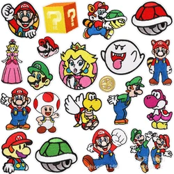 20pcs Super Mario Bros Patch Anime Embroidered Patches for Kids Clothes Pants Backpack Clothing Patch Decorate Stickers Gift