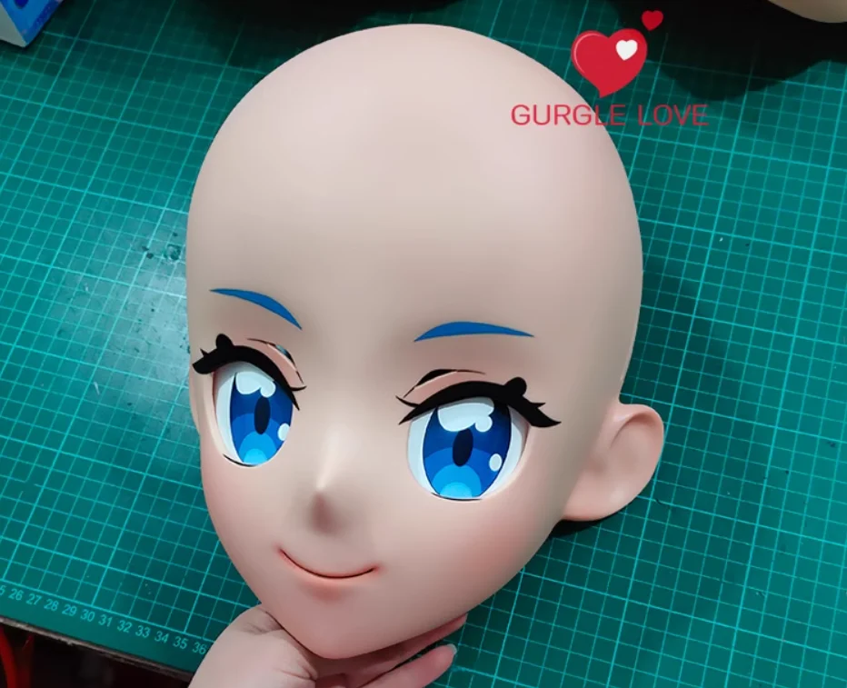 

(GLb0318)Customize Character Female Girl Resin Half Head Crossdress Cosplay Japanese Anime Role Kigurumi Mask With Eyes And Wig