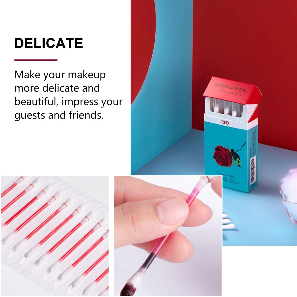 

20pcs Gloss Lipstick Matte Long Lasting 5 Colors Mixed Lipstick Cotton Swab Suitable for Party Makeup