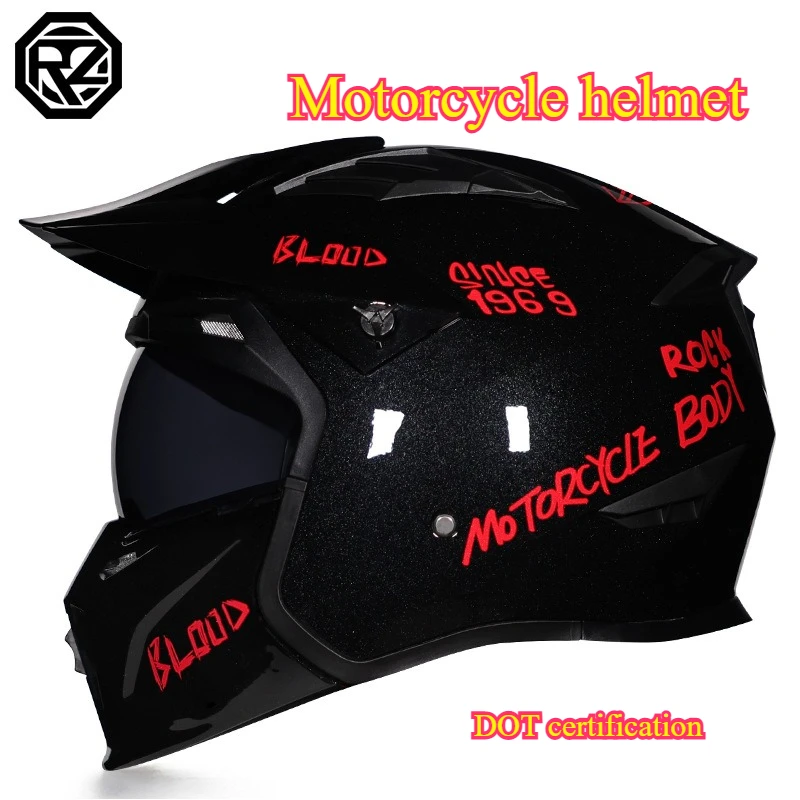 

DOT Certification Motorcycle Helmet Full Face Combination Helmets Detachable Chin Four Seasons Moped Cruiser Motorbike Helmet
