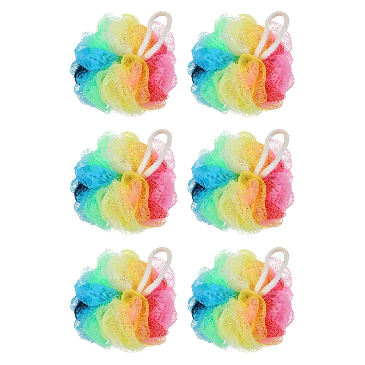 

6pcs Gradient Bath Ball Shower Scrubber Soft Skin Durable Bathing Tool Foaming Bubble Maker Bathroom Use Durable Shower Ball
