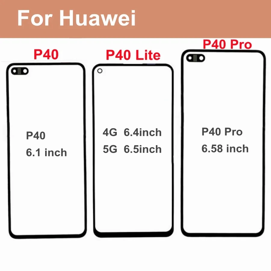 LCD Display Touch Panel Front Glass For Huawei P20 Pro P30 P40 Lite E P30 Pro Touch Screen Digitizer Front Glass Replace + OCA