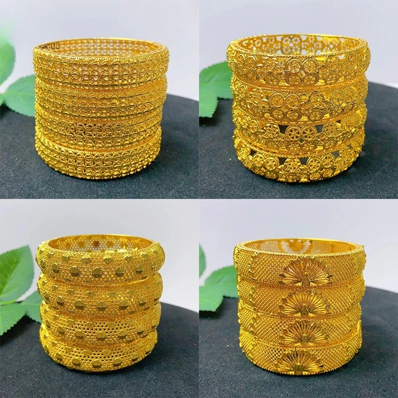ANIID New Luxury Dubai 24K Gold Plated Bangles For Women  Indian African Bracelets Charm Wedding Ethiopian Arabic Hand Jewelry