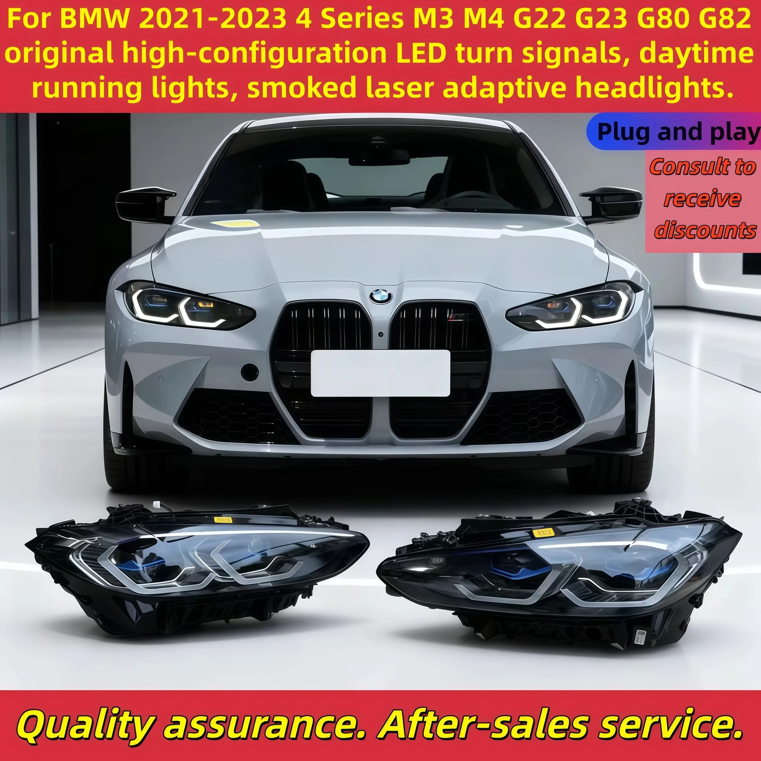 

For BMW21-23 4Series M3 M4 G22 G23 G80 G82 Original High-Configuration LEDTurning Daytime Running Light Assembly Auto Accessorie