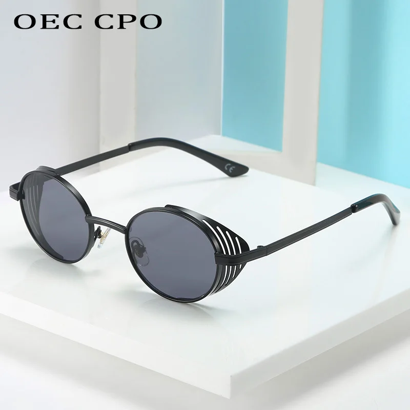 

OEC CPO Oval Punk Vintage Sunglasses Women Men Round Brand Designer Sun Glasses Female Steampunk Retro Eyeglasses UV400 Oculos