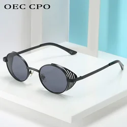 OEC CPO Hình Bầu Dục Punk Vintage Kính Mát Nam Nữ Tròn Thương Hiệu Thiết Kế Kính Chống Nắng Nữ Phong Cách Khoa Học Viễn Tưởng Retro Kính Mắt UV400 Oculos