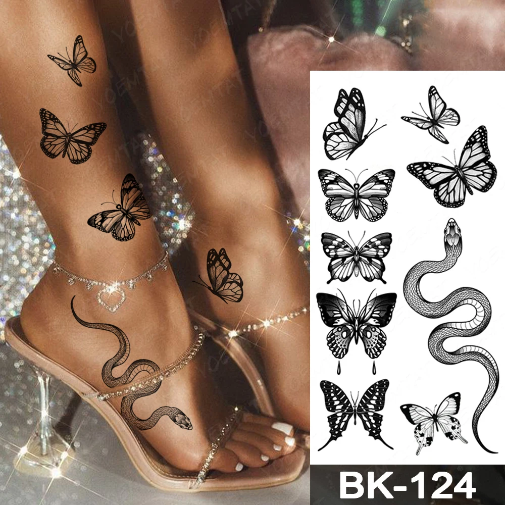 Wholesale Waterproof Temporary Tattoo Sticker Flash Tattoos Lip Print Butterfly Flowers Body Art Arm Fake Sleeve Tatoo