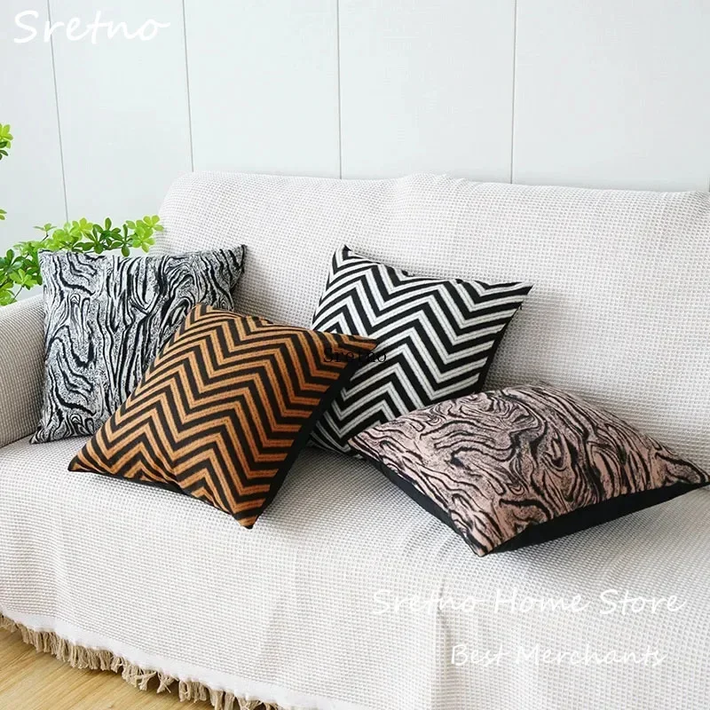 

Nordic Light Luxury Cushions Cover Imitation Cashmere Pillow Case Wavy Pattern Sofa Living Room Home Decoration Fundas Cojines