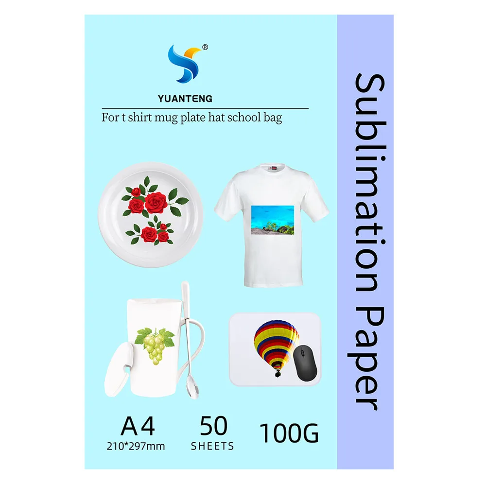 50 Sheets Sublimation Paper A4 for Heat Transfer DIY Gift Compatible with Inkjet Printer with Sublimation Ink 100g for Cups Mugs