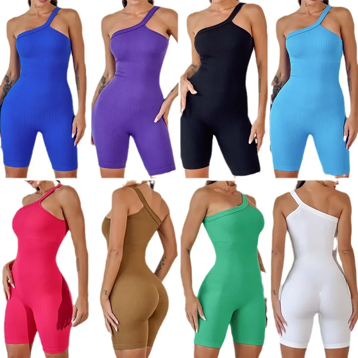 Seamless Yoga Jumpsuits Sports Fitness Hip-Lifting Beauty Back Thread One-Piece Running Workout Gym Shorts Bodysuits for Women