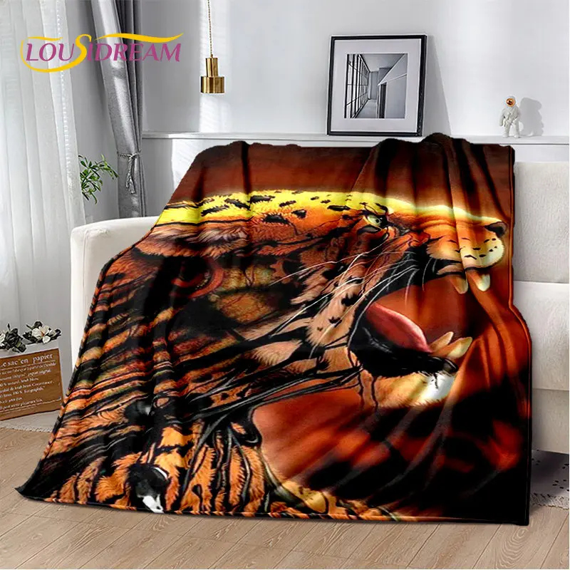 3D Animal Leopard Cheetah Cartoon Beast morbida coperta di peluche, coperta di flanella coperta per soggiorno camera da letto divano da letto Picnic