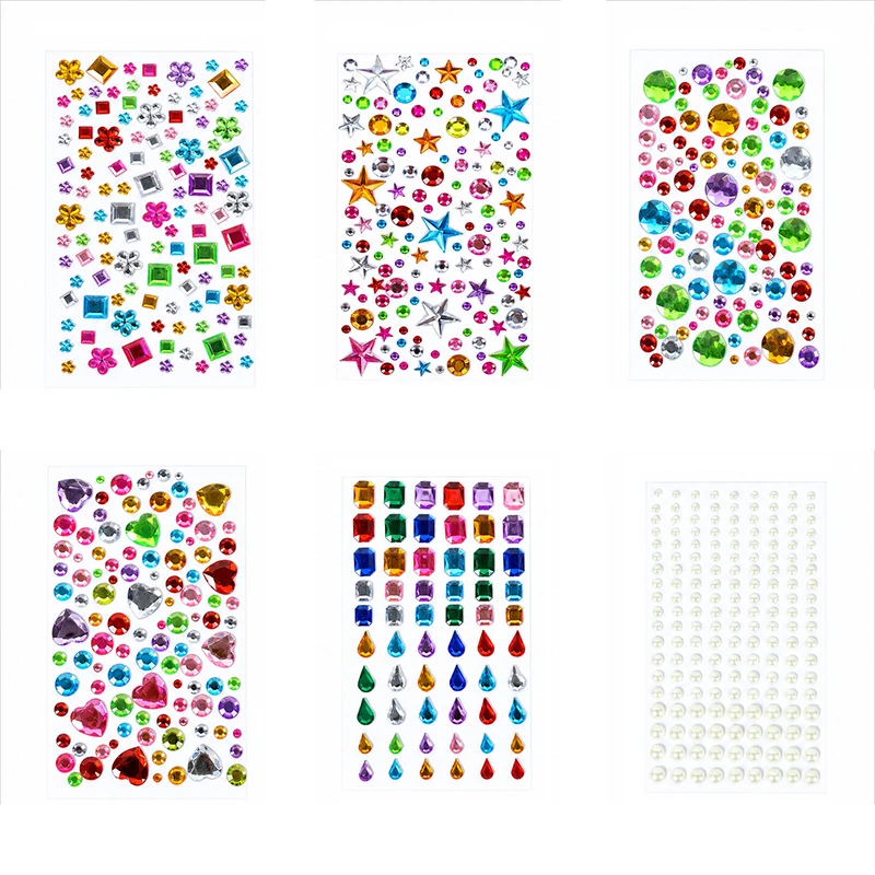 Edelstein-Aufkleber, Selbstklebende Gesichts-Schmuck-Sticker, Acryl-Edelsteine für DIY-Basteleien, Funkelnde Herzförmige Strass-Steine für Party- und Feiertagsdekoration