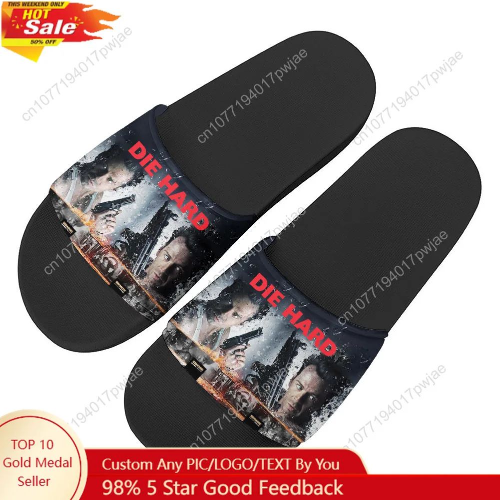 

Die Hard Movie Slippers Home Water Shoes John McClane Mens Womens Teenagers Outdoor Beach Pool Sandals Custom Summer Slipper