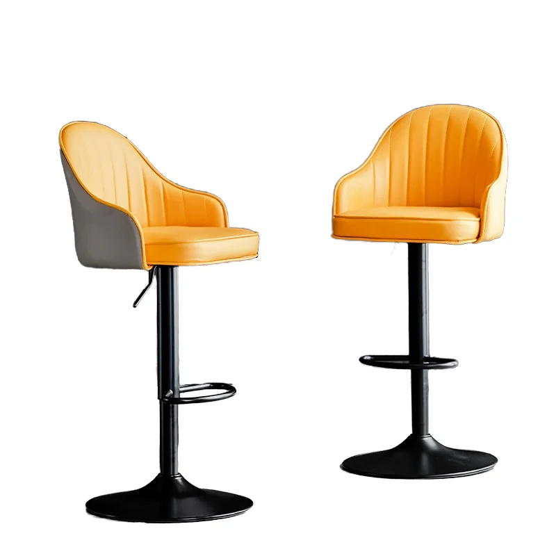 

￥%Modern Nordic Iron Swivel Bar Stools Height Adjustable Outdoor Hotel Dining High Back Bar Chair