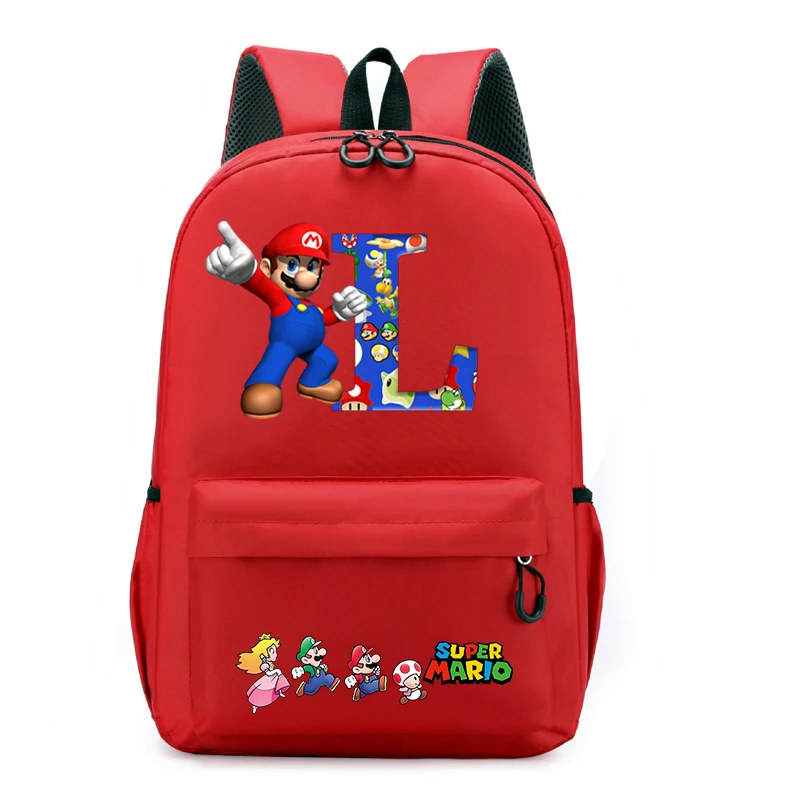 Super Mario Backpacks for Students Anime Cartoon Letter Printed Backpack Boys Girls Bilayer Schoolbags Children School Supplies