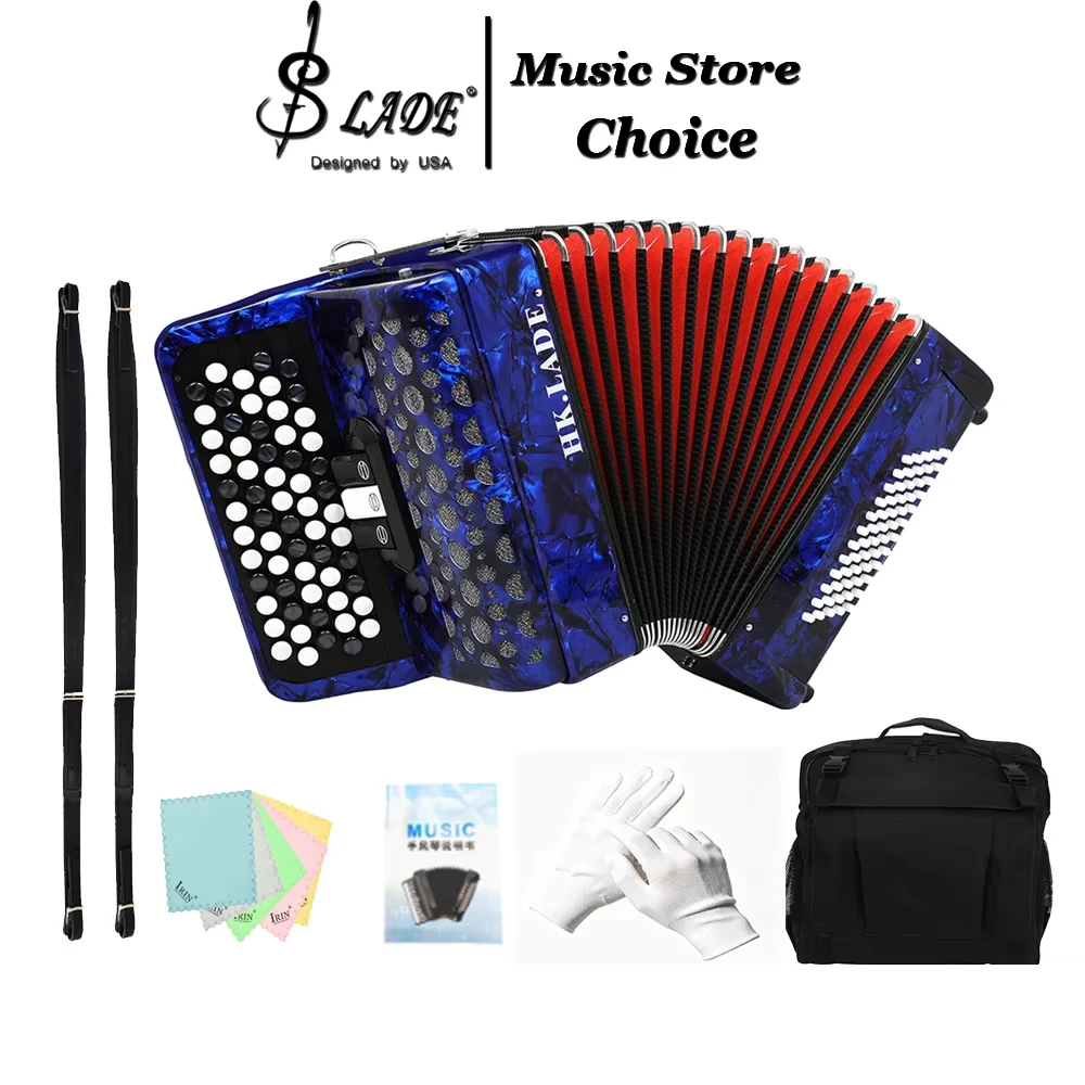 62 Keys Accordion 60 Bass Button Bayan Accordion Professional Chromatic Accordion with 3 Registers for Professions Music Lovers