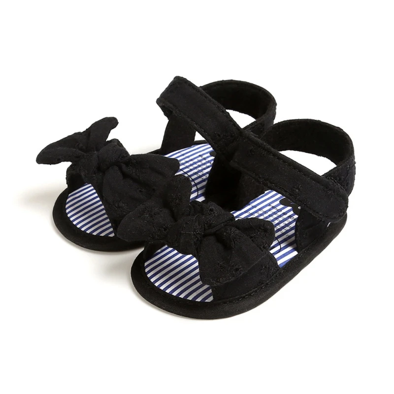 Zapatos de verano con nudo de mariposa para niñas, sandalias antideslizantes transpirables con lazo, suela suave para primeros pasos, 0 a 18 meses