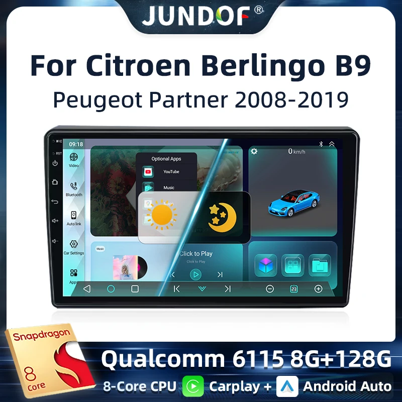 

Car Android 13 Radio Stereo For Citroen Berlingo B9 Peugeot Partner 2008 - 2019 wireless CarPlay Android Auto No 2 din 2din DVD
