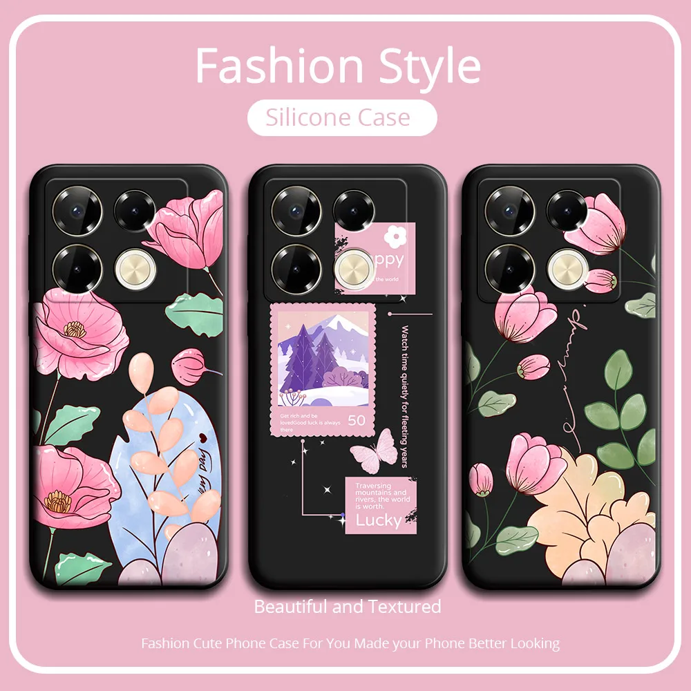 For Infinix Note 40 Pro Case 4G X6850 Flower Soft Silicone Phone Case For Infinix Note 40 Pro 5G X6851 Protect Shockproof Cover