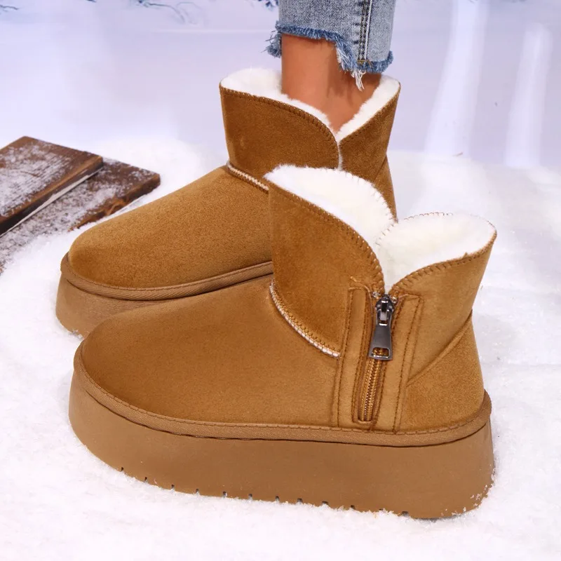 

Women's Winter Thickened Fleece Lined Short Snow Boots Warm Thick Bottom Anti-slip Proof Short Boots Outdoor Cotton Shoes