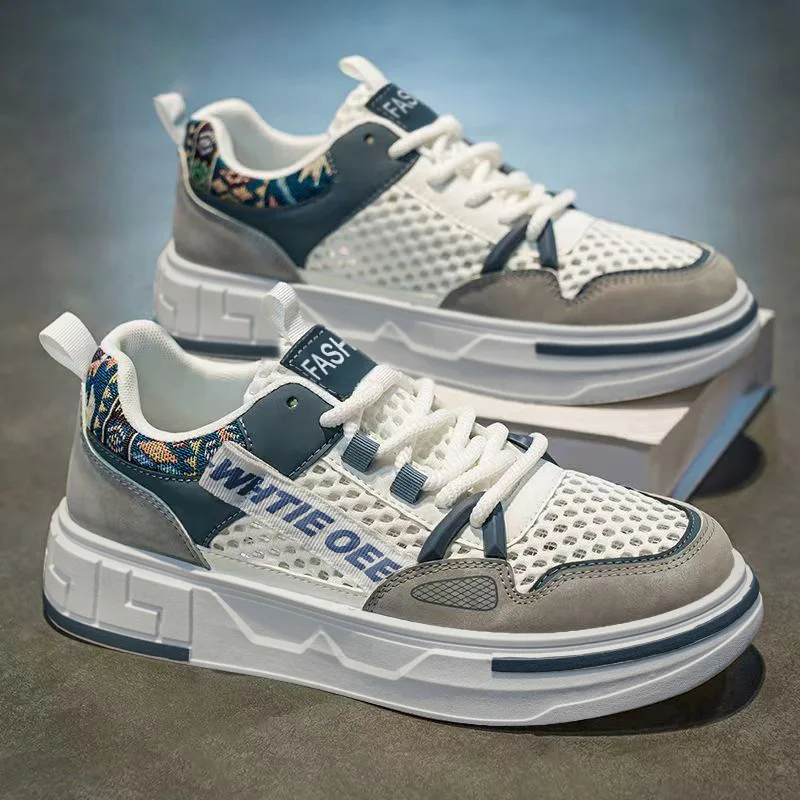 Men's breathable casual sports mesh 2026 outdoor comfortable breathable thick soled board shoes
