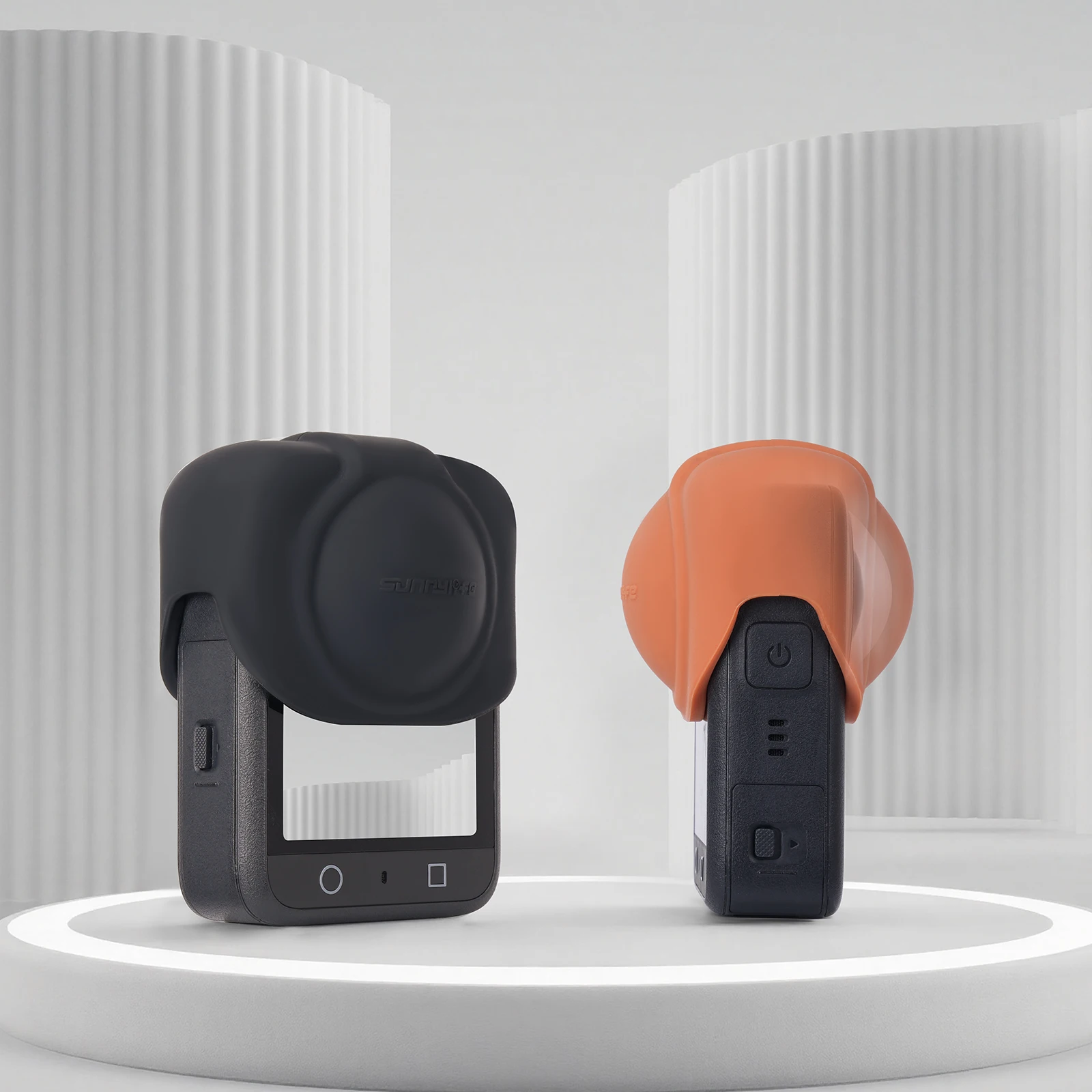 

for DJI OSMO 360 Silicone Lens Protective Cover Panoramic Camera Anti Drop Protective Case Orange Black