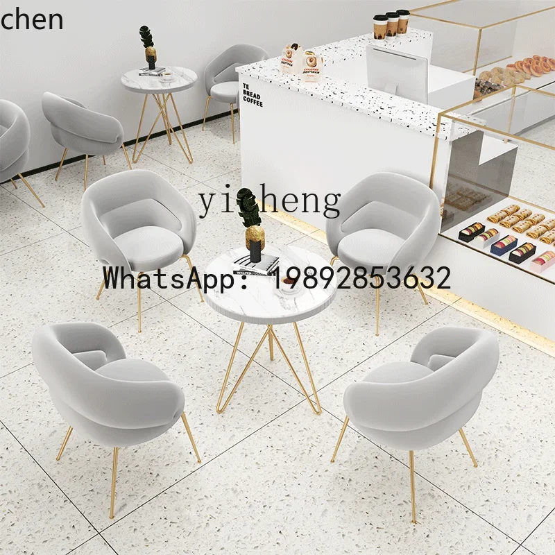W8  Table and Chair Set with Backrest Nail Salon Chair Milk Tea Shop Table and Chair Coffee Shop Dessert Shop