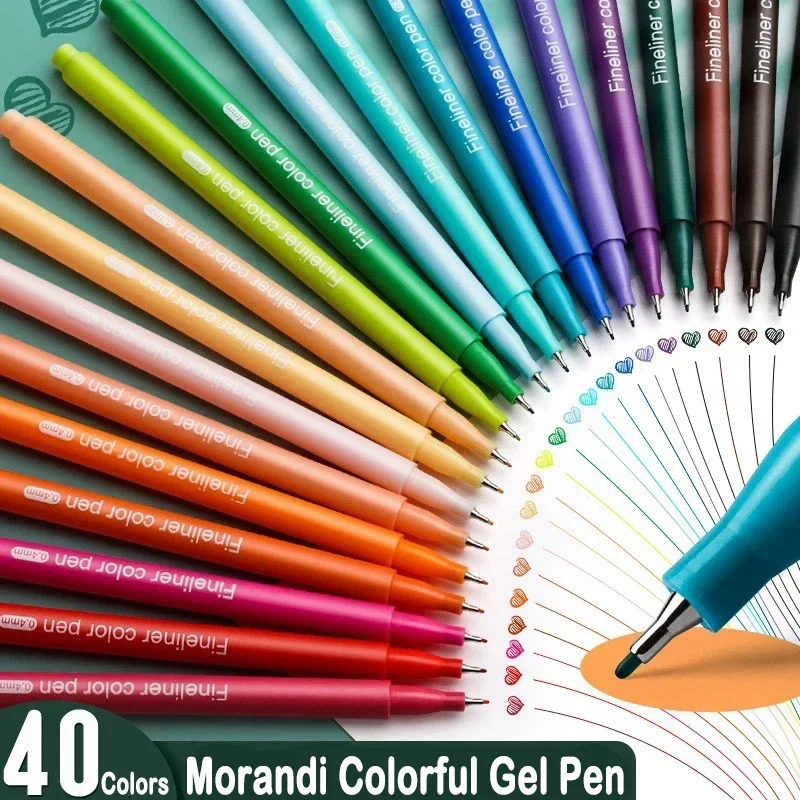 40/10 PCS Multi Color Gel Pens Set Micron Tip Sweet Salt Morandi Retro Colors Quick Dry Ink Marker Stationery School Supplies