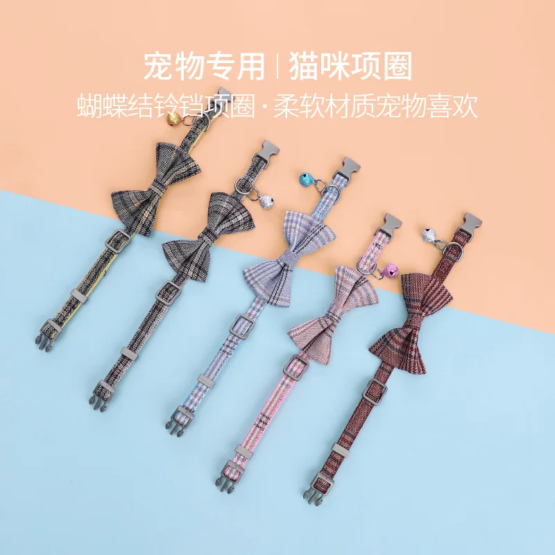 Collier en Carreaux Pour Animaux De Compagnie Et Chat, Accesorios Réglables, Bavoirs Pour Chaton, Mignon Nœud Papillon