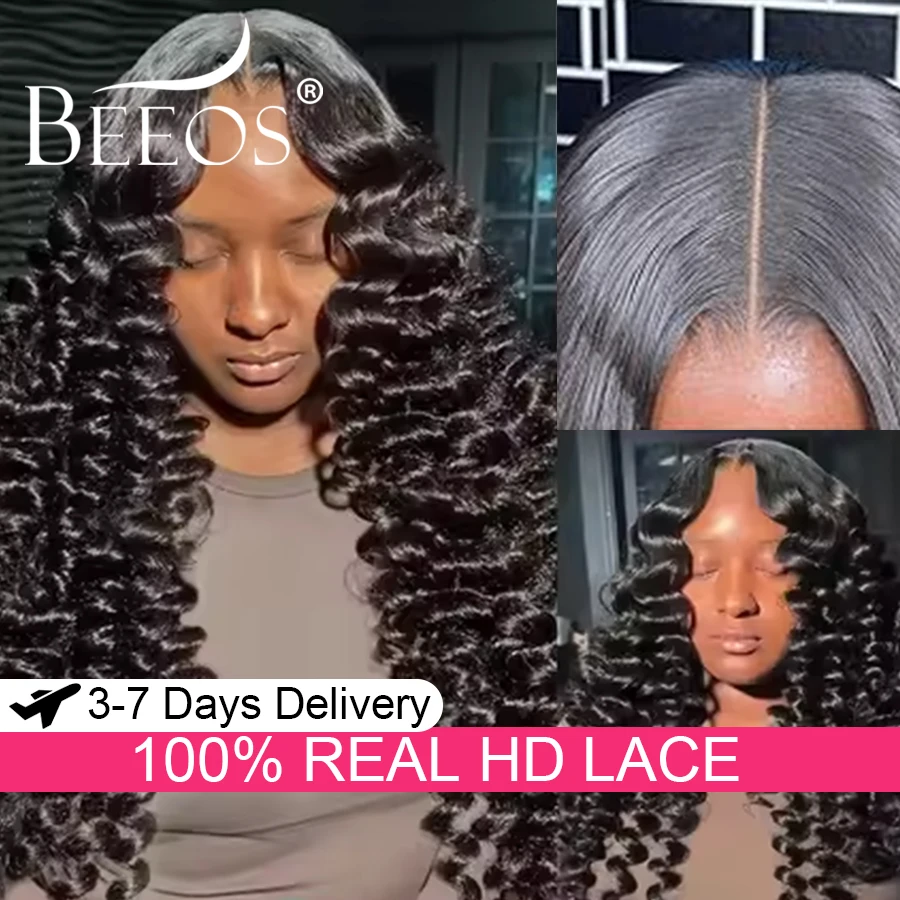 Glueless 250% 2x6 HD Transparent Lace Closure Wigs 34in 32in Loose Wave Preplucked Human Hair Wear & Go Bleached Knots For Women