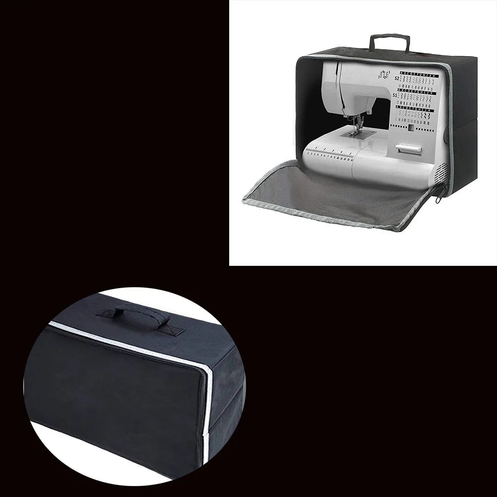 Cubierta negra para máquina de coser, Material Oxford con múltiples bolsillos para herramientas de costura, bolso de mano estilo Sartorius
