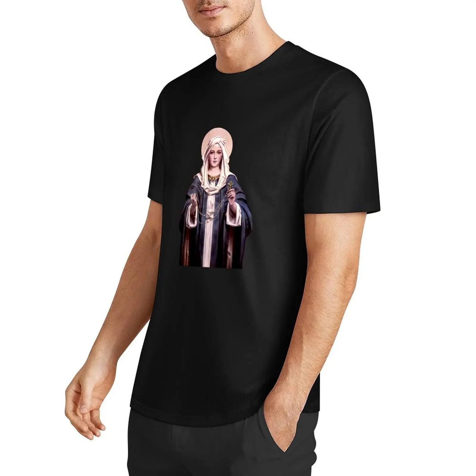 Our Lady of the Rosary (transparent background design) T-Shirt boys whites street wear fruit of the loom mens t shirts