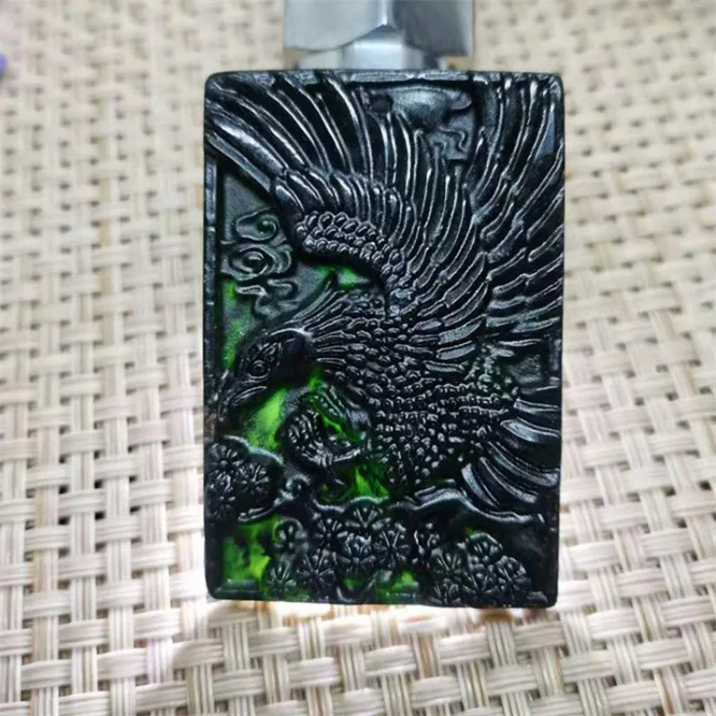 

Темно-зеленый натуральный кулон в виде орла ручной работы, модный бутик ювелирных изделий для мужчин и женщин, нефритовое ожерелье, подарок