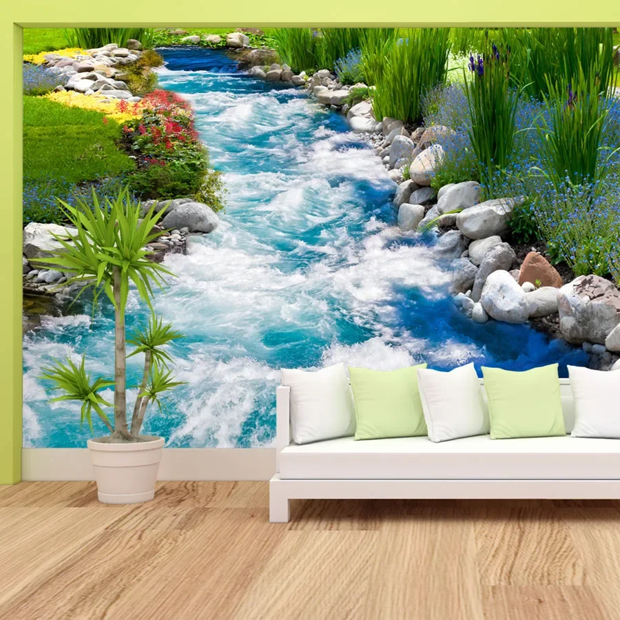 Custom Peel and Stick Wallpaper Optional for Living Room Contact Wall Design Papers Home Decor River Forest TV Background Murals