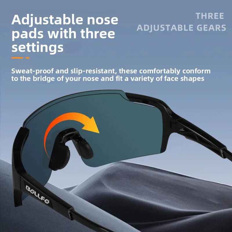Photochromic Cycling Sunglasses with Myopia Insert PC Lens Adjustable Nose Pads for Road Bike Running Men Women Day Night