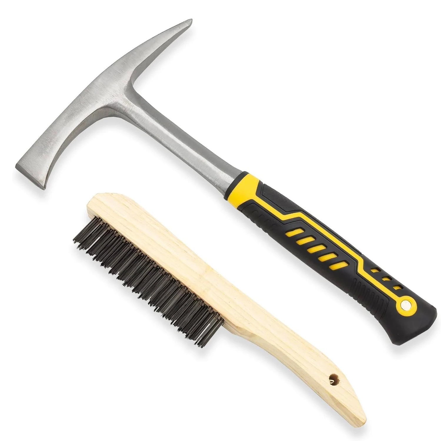 marteau-de-decapage-de-soudure-robuste-et-ensemble-de-brosses-metalliques-2-pieces-–-marteau-professionnel-pour-elimination-de-la-scorie-cone-et-burin-vertical-–-outils-a-main